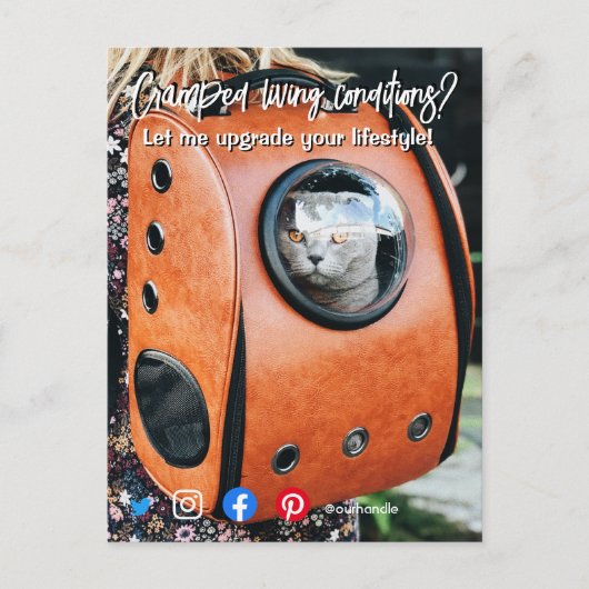 grappig briefkaart van onroerend goed, gekke leven (Voorkant)