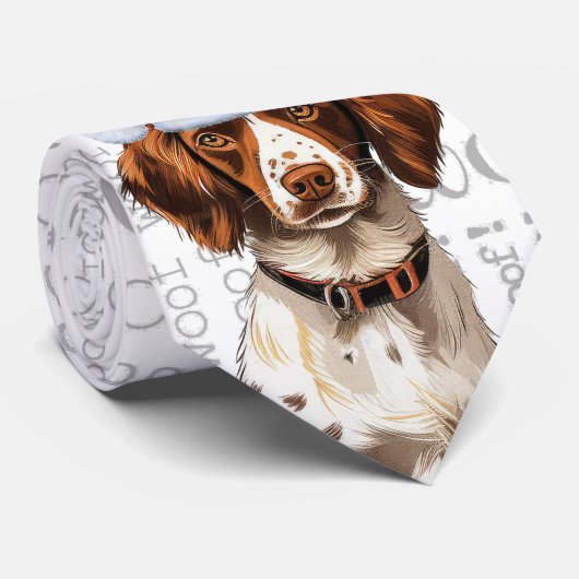 Grappig Brittany Spaniel Kerst Hondenliefhebber Stropdas (Opgerold)