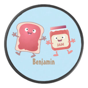 Grappig brood- en tekenfilmfiguren hockey puck