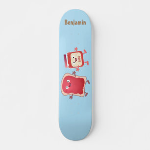Grappig brood- en tekenfilmfiguren skateboard