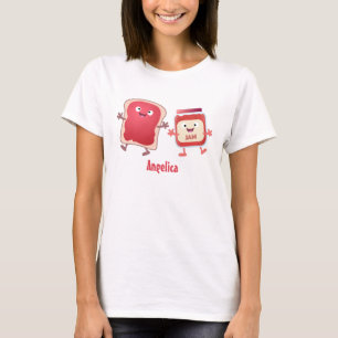 Grappig brood- en tekenfilmfiguren t-shirt