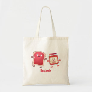 Grappig brood- en tekenfilmfiguren tote bag