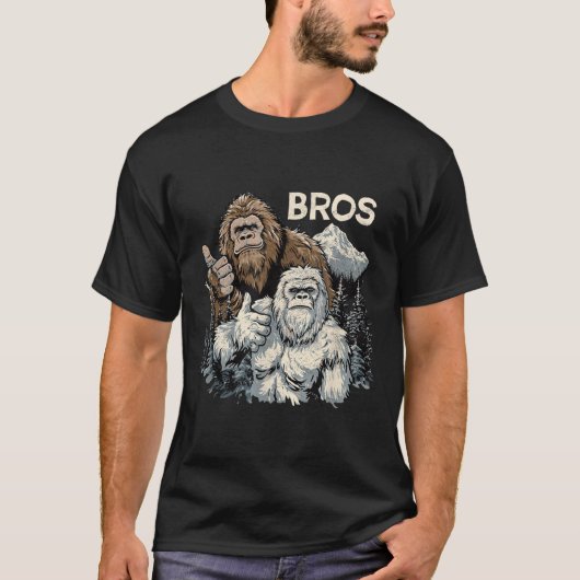 Grappig Bros Bigfoot en Yeti Brothers Sasquatch on T-shirt (Voorkant)