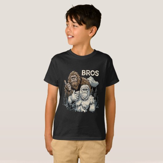 Grappig Bros Bigfoot en Yeti Brothers Sasquatch on T-shirt (Voorkant volledig)