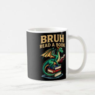 Grappig Bruh las een boek Dragon Reading Book Teac Koffiemok