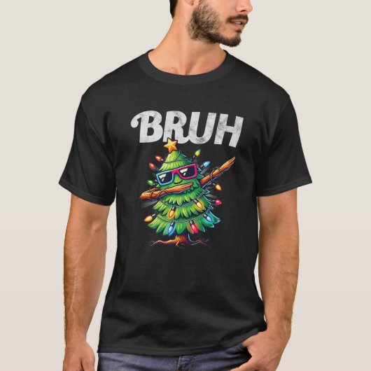Grappig Bruh Meme Cool Dabbing Kerstboom Kerstmis  T-shirt (Voorkant)