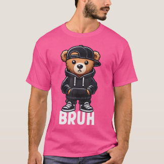 Grappig Bruh Meme Hip Hop Teddy Bear Teenager Boys T-shirt