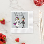 Grappig bruid en bruidegom bruiloft Cartoon Servetten (Insitu)