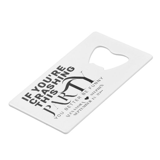 Grappig bruiloft partij offerte bruiloft gunst Dri Kredietkaart Flessenopener (Voorkant Gekanteld)