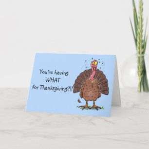 Grappig bruine Thanksgiving kalkoen met vliegende Kaart