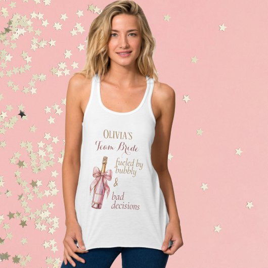 Grappig Bubbelig Roze Gouden Team Bruid Tanktop