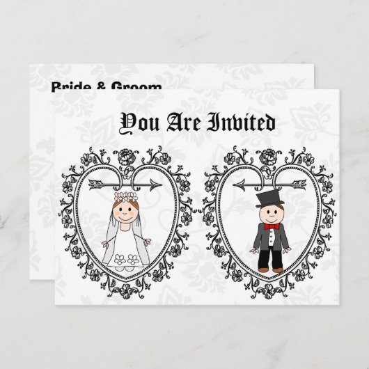 GRAPPIG BUDGET BRUILOFT UITNODIGING (Voorkant / Achterkant)