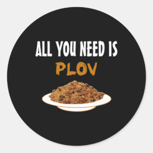 Grappig Bukharian Oezbeeks eten - Plov Lover BBQ T Ronde Sticker