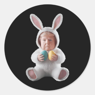 Grappig Bunny Pasen Trump Meme Happy Easter Day Ronde Sticker