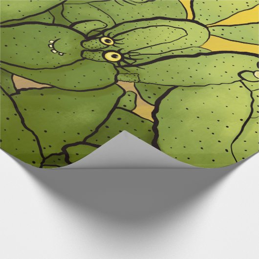 Grappig Cactus Karakter Schattige Succulente Karak Cadeaupapier (Hoek)