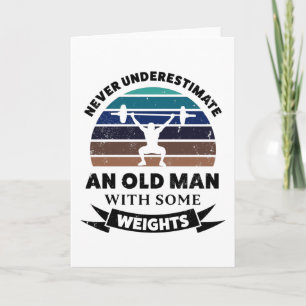 Grappig Cadeau Oude Man met Hanteer Gewichten voor Kaart