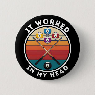Grappig Cadeau voor Biljarters Cue Sport Humor Ronde Button 5,7 Cm