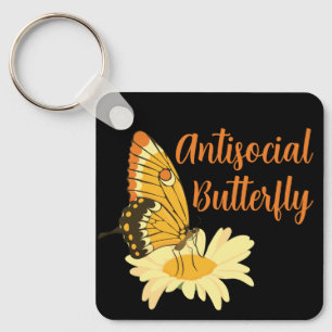 Grappig cadeau voor introverte antisociale vlinder sleutelhanger