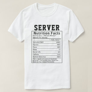 Grappig cadeau voor serveerster voedingsfeiten per t-shirt