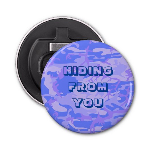 Grappig camouflage pastel blauw Abstract patroon Button Flesopener (Voorkant)