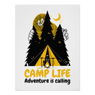 Grappig Camping Monster – Kampeer Levens Avontuur Perfect Poster