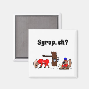 Grappig Canada Moose en Beaver met Maple Syrup Magneet