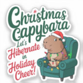 Grappig Capybara-Kerst sticker (Voorkant)