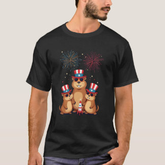 Grappig Capybara Vuurwerk 4 juli Party Design T-shirt