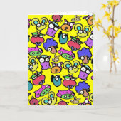 Grappig cartoon afscheid kaart (Gele Bloem)