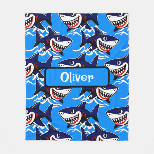 Grappig Cartoon Haaienpatroon Fleece Deken