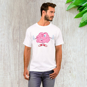Grappig Cartoon Hersenen Knipogend Karakter Duim O T-shirt