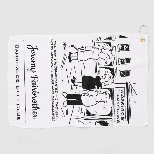 Grappig Cartoon huwelijksbegeleiding, niet annuler Golfhanddoek (Horizontaal)