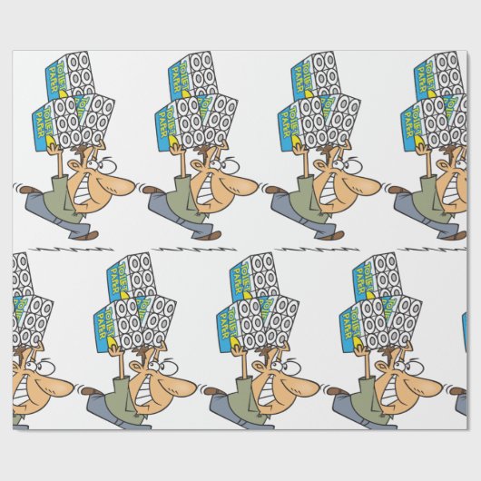 Grappig Cartoon Man Paniek kopen toiletpapier Cadeaupapier (Vlak)