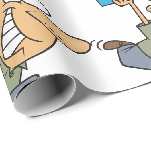 Grappig Cartoon Man Paniek kopen toiletpapier Cadeaupapier (Rol Hoek)