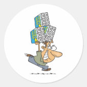 Grappig Cartoon Man Paniek kopen toiletpapier Ronde Sticker (Voorkant)