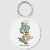 Grappig Cartoon Man Paniek kopen toiletpapier Sleutelhanger (Voorkant)