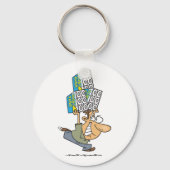 Grappig Cartoon Man Paniek kopen toiletpapier Sleutelhanger (Achterkant)