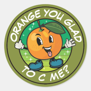 Grappig Cartoon Oranje Pun: Oranje dat je me blij Ronde Sticker