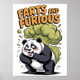 Grappig Cartoon Panda Ontwerp op een Witte Poster
