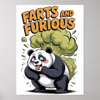 Grappig Cartoon Panda Ontwerp op een Witte Poster