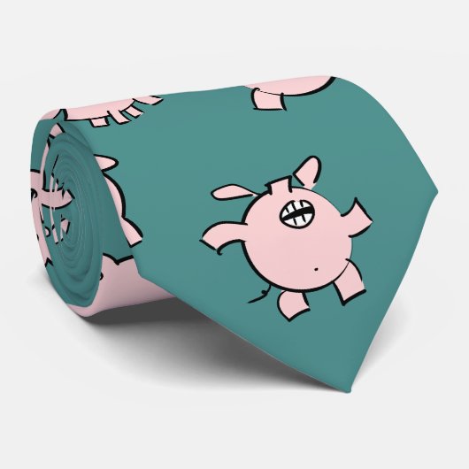 Grappig Cartoon Pattern Pig Year Kies KleurenStrop Stropdas (Opgerold)