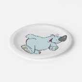 Grappig Cartoon Polar Beer Schattige Blauw Karakte Papieren Bordje (Gekanteld)
