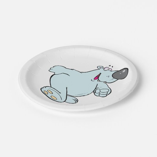 Grappig Cartoon Polar Beer Schattige Blauw Karakte Papieren Bordje (Gekanteld)