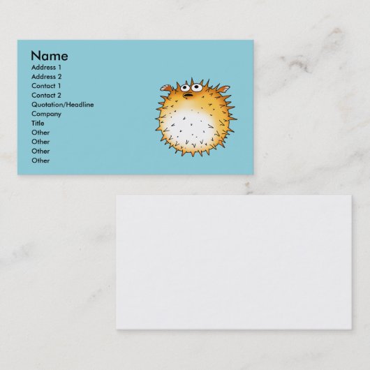 Grappig Cartoon Puffer Fish Design Visitekaartje (Voorkant / Achterkant)
