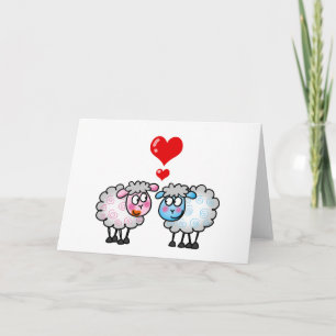 Grappig cartoon schaap, bruidspaar kaart