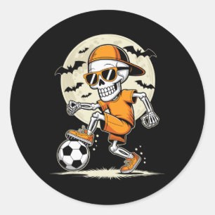 Grappig Cartoon Skelet Halloween Voetbalspeler Jon Ronde Sticker