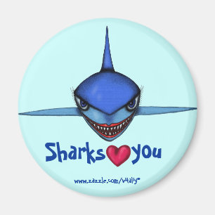 Grappig cartoon van haaienkunst, cool magneetontwe magneet