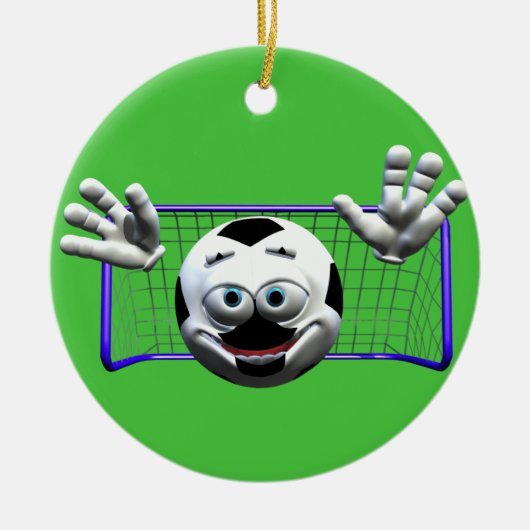 Grappig Cartoon Voetbal Keramisch Ornament (Voorkant)