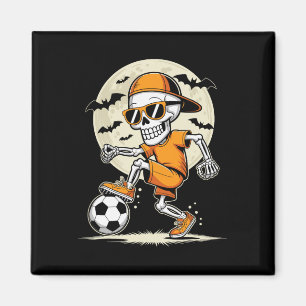 Grappig Cartoonskelet Halloween Voetbalspeler Jong Magneet