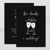 Grappig Casual Gratis Drinken en een Bruiloft Kaart (Voorkant / Achterkant)